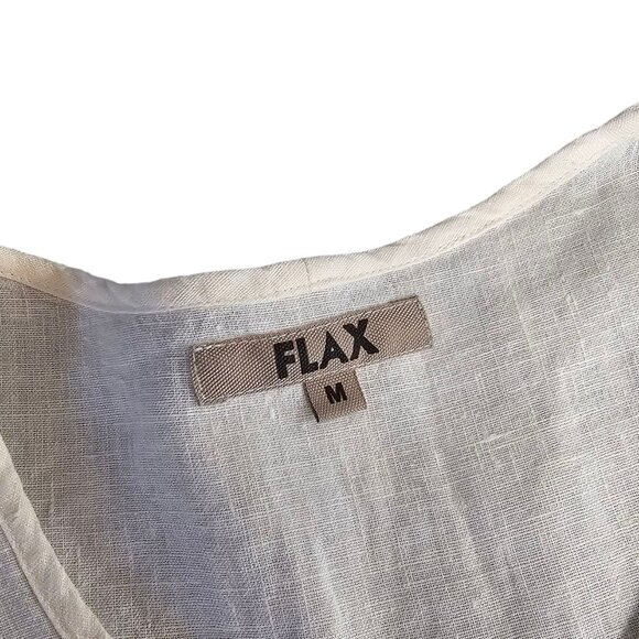 FLAX Womens 100% Linen Pleated 3/4 Sleeve Tunic Blouse, Scoop Neck, Lagenlook ,M - Picture 7 of 10